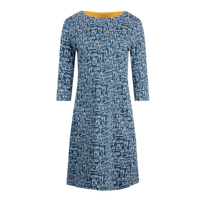 Light Blue - Front - Weird Fish Womens-Ladies Starshine Dog Jersey Organic Casual Dress