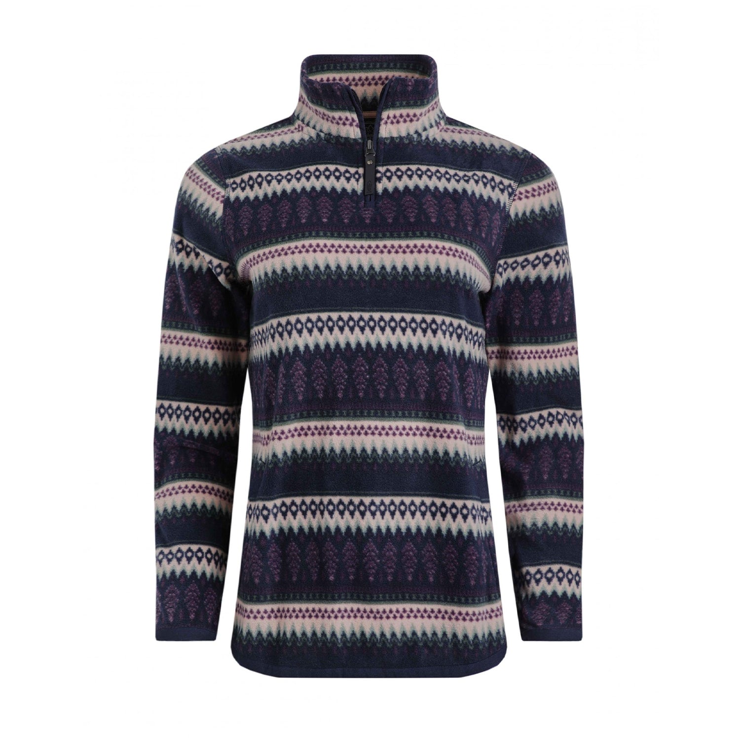 Dark Purple - Front - Weird Fish Womens-Ladies Reena Printed Quarter Zip Fleece Top