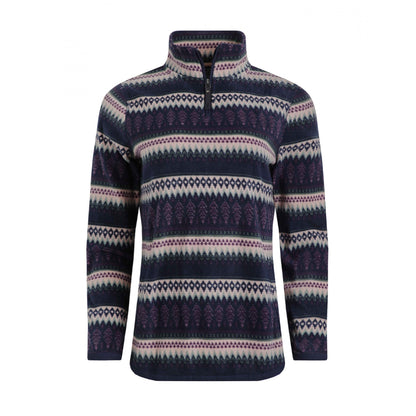 Dark Purple - Front - Weird Fish Womens-Ladies Reena Printed Quarter Zip Fleece Top