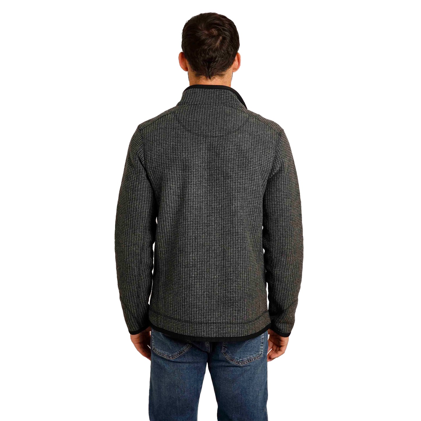 Washed Black - Lifestyle - Weird Fish Mens Rossten Grid Eco Friendly Full Zip Fleece Jacket