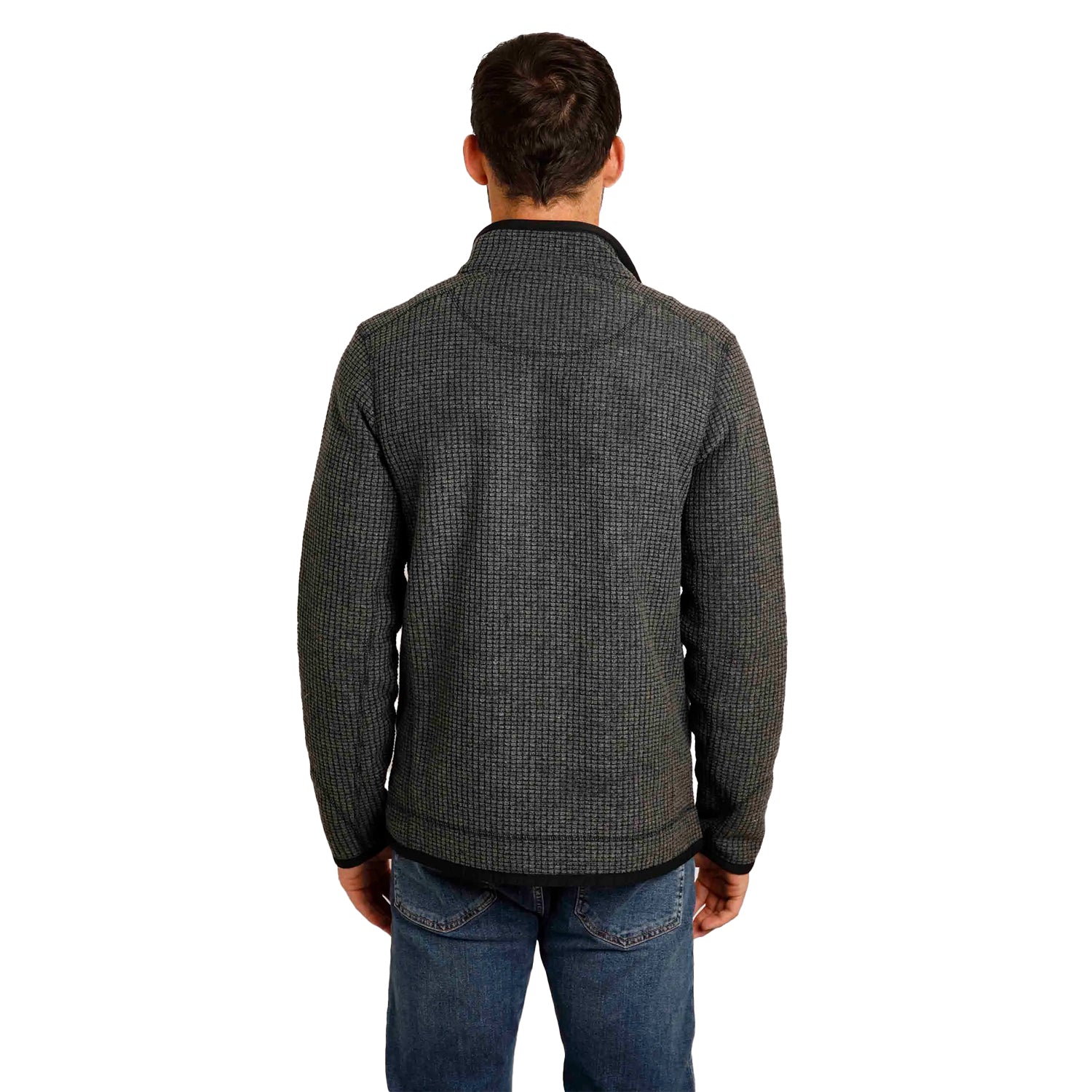 Washed Black - Lifestyle - Weird Fish Mens Rossten Grid Eco Friendly Full Zip Fleece Jacket