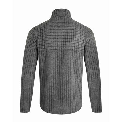 Navy - Back - Weird Fish Mens Longmont Grid Eco Friendly Quarter Zip Fleece Top