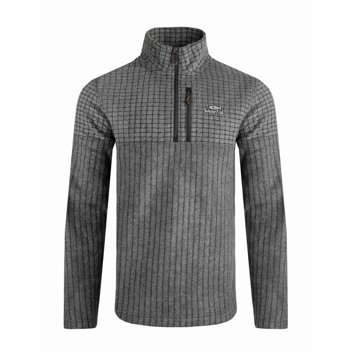 Navy - Front - Weird Fish Mens Longmont Grid Eco Friendly Quarter Zip Fleece Top