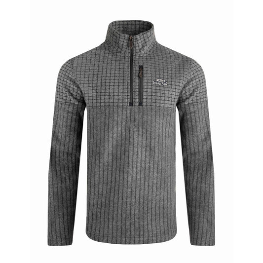 Navy - Front - Weird Fish Mens Longmont Grid Eco Friendly Quarter Zip Fleece Top