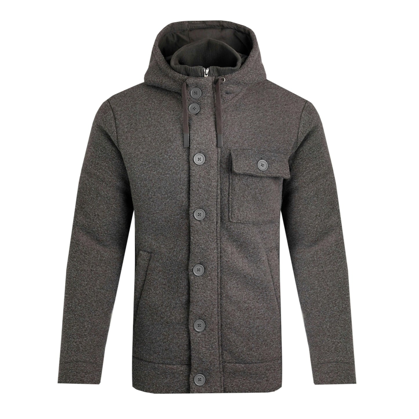 Dark Grey - Front - Weird Fish Mens Fairfield Button Front Fleece Jacket