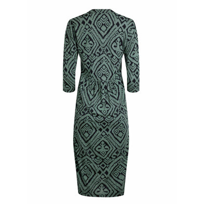 Army Green - Back - Weird Fish Womens-Ladies Isolde Printed Eco Friendly Midi Dress