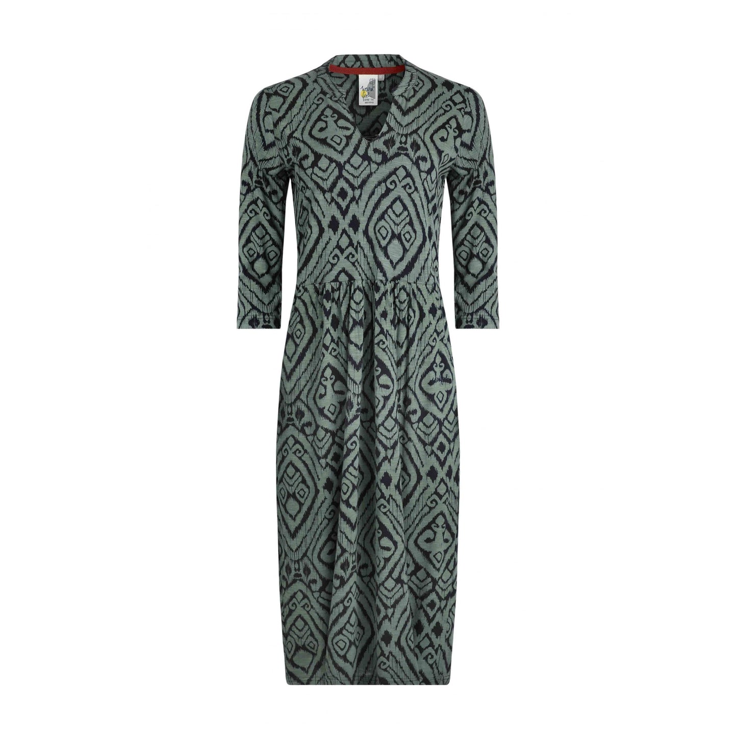 Army Green - Front - Weird Fish Womens-Ladies Isolde Printed Eco Friendly Midi Dress