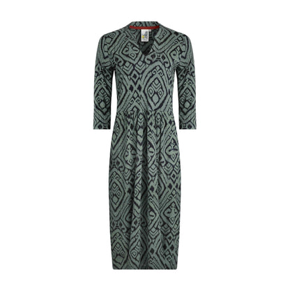 Army Green - Front - Weird Fish Womens-Ladies Isolde Printed Eco Friendly Midi Dress