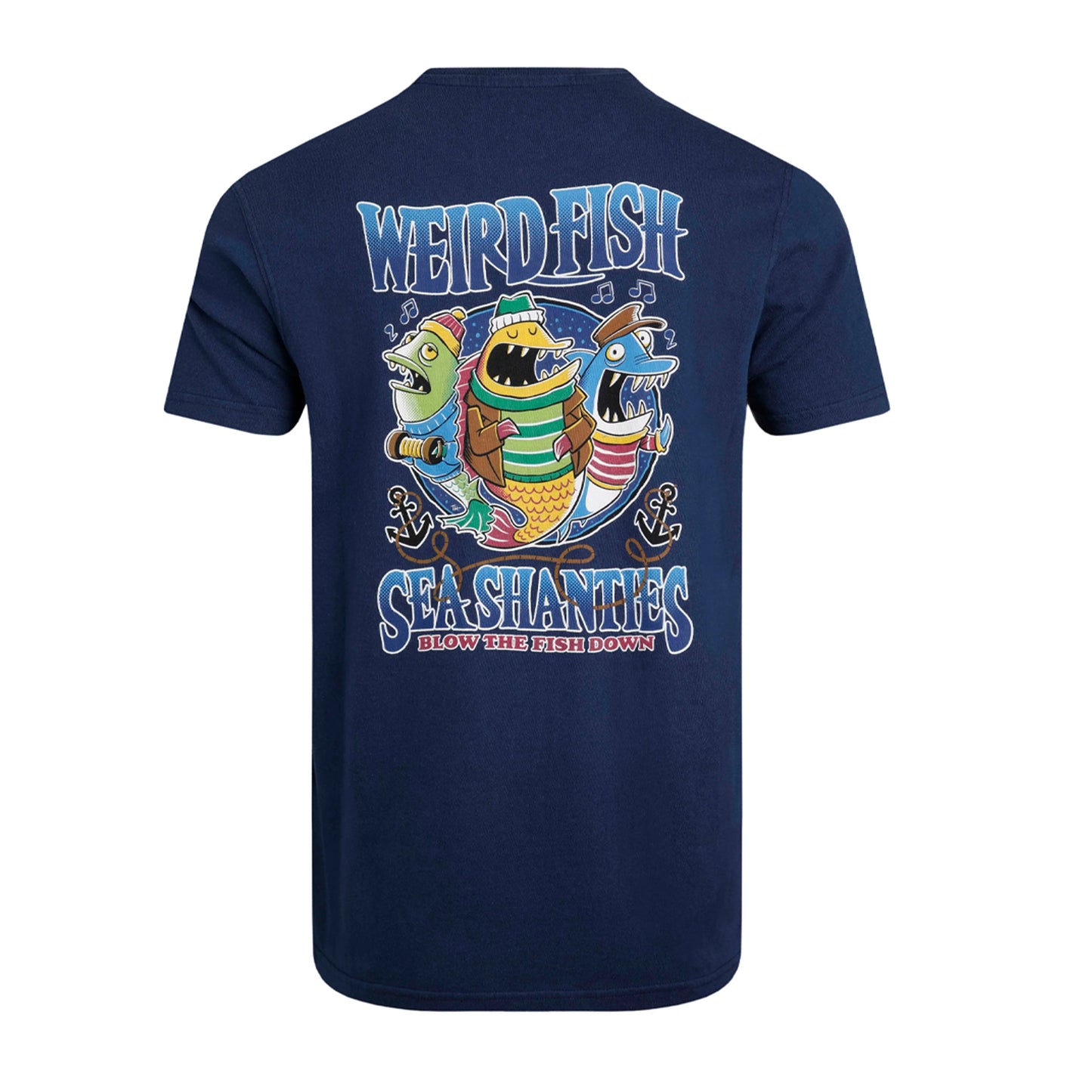 Dark Blue - Back - Weird Fish Mens Sea Shanties Back Print T-Shirt