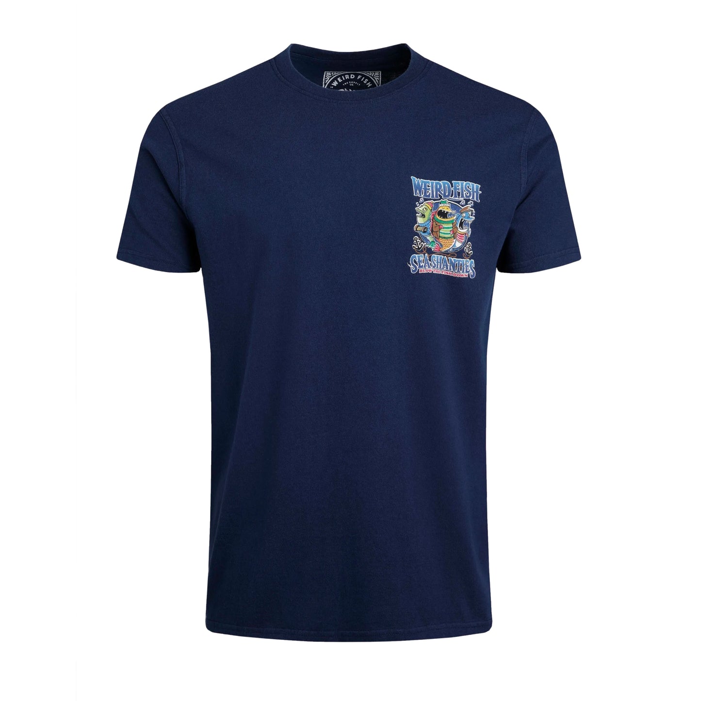 Dark Blue - Front - Weird Fish Mens Sea Shanties Back Print T-Shirt