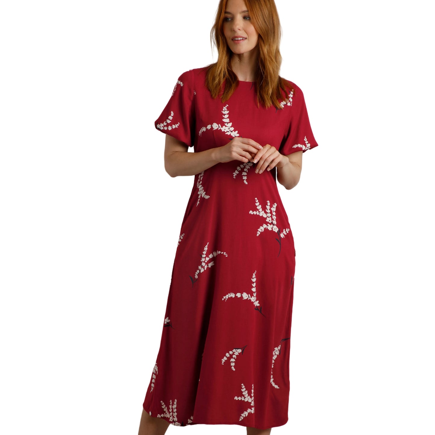 Red - Side - Weird Fish Womens-Ladies Everly Printed Eco Viscose Dress