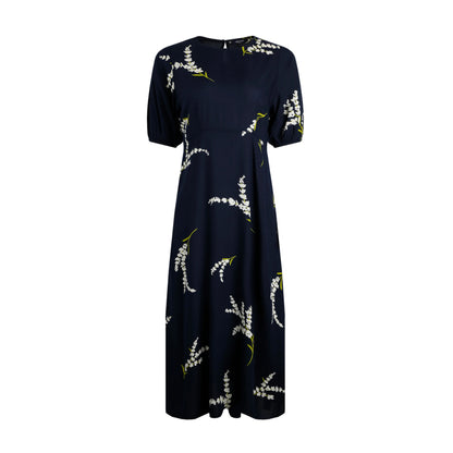 Rich Navy - Front - Weird Fish Womens-Ladies Everly Printed Eco Viscose Dress