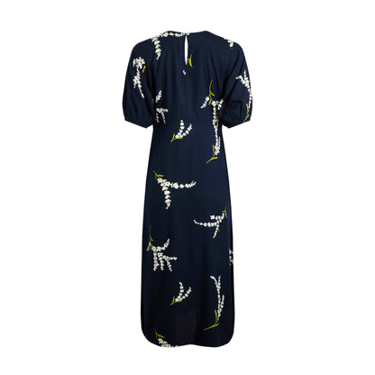 Rich Navy - Back - Weird Fish Womens-Ladies Everly Printed Eco Viscose Dress