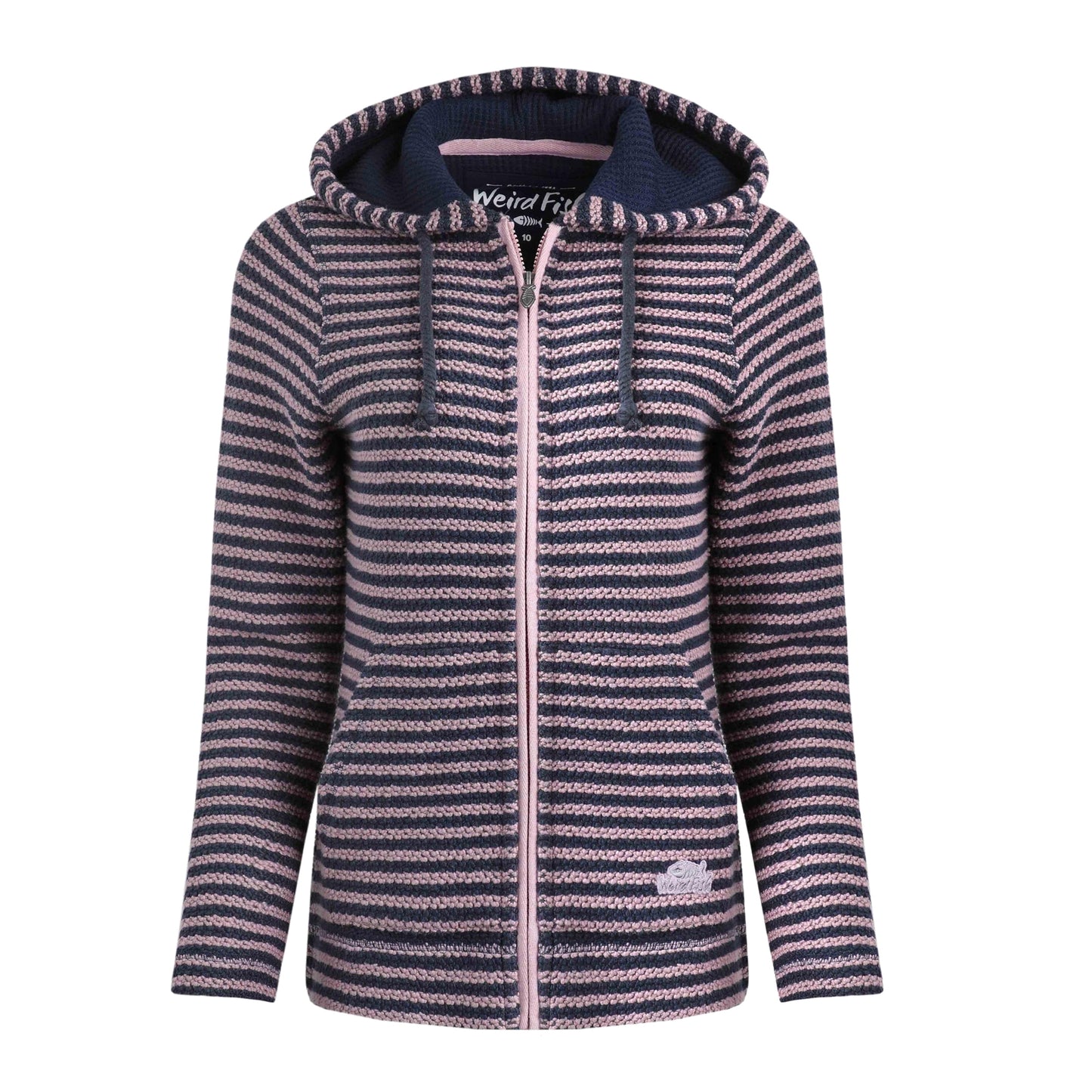 Heather - Front - Weird Fish Womens-Ladies Fisher Stripe Macaroni Eco Friendly Full Zip Hoodie