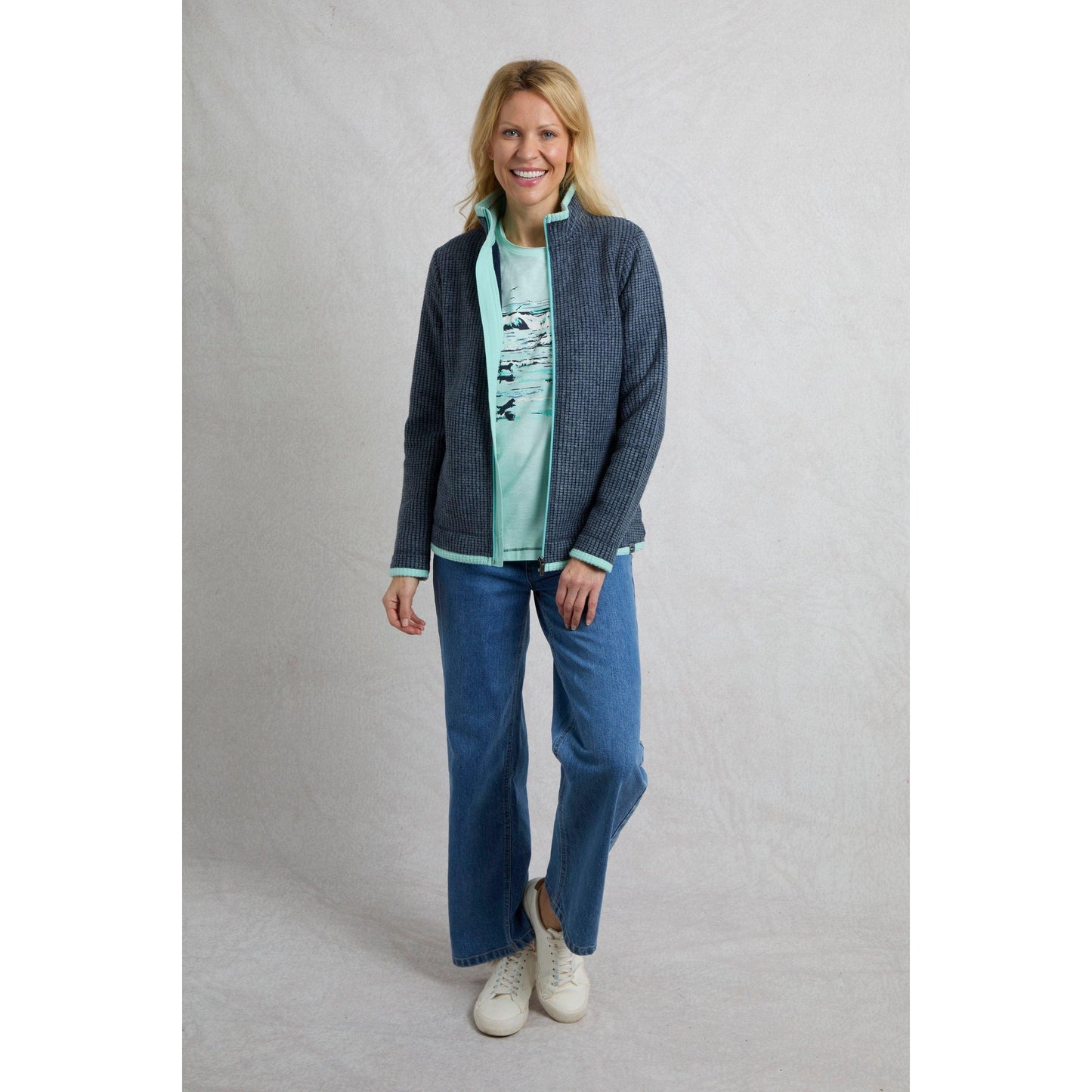 Rich Navy - Pack Shot - Weird Fish Womens-Ladies Ariana Grid Eco Friendly Full Zip Fleece Jacket