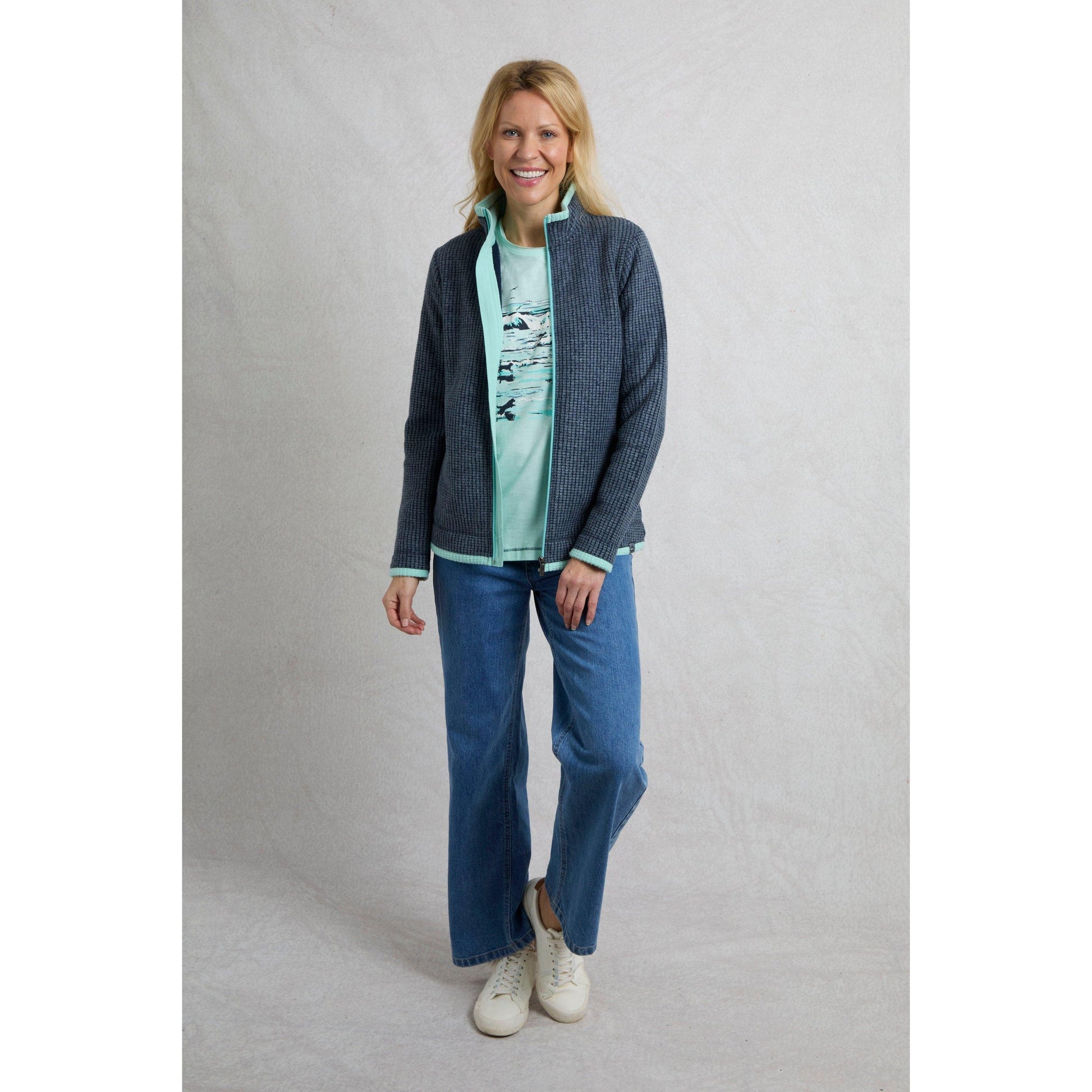 Rich Navy - Pack Shot - Weird Fish Womens-Ladies Ariana Grid Eco Friendly Full Zip Fleece Jacket