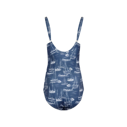 Ensign Blue - Back - Weird Fish Womens-Ladies Penelope Printed One Piece Swimsuit