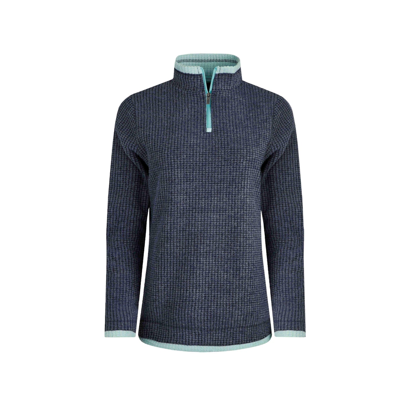 Rich Navy - Front - Weird Fish Womens-Ladies Beye Grid Eco Friendly Quarter Zip Fleece Top