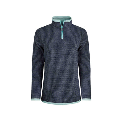 Rich Navy - Front - Weird Fish Womens-Ladies Beye Grid Eco Friendly Quarter Zip Fleece Top