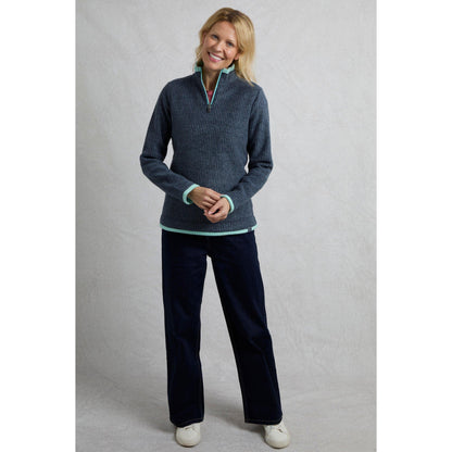 Rich Navy - Side - Weird Fish Womens-Ladies Beye Grid Eco Friendly Quarter Zip Fleece Top
