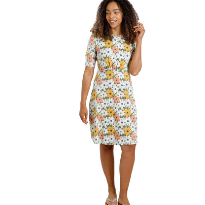 Army Green - Side - Weird Fish Womens-Ladies Cassandra Jersey Organic Swing Dress