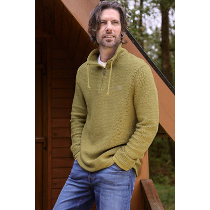 Antique Moss - Side - Weird Fish Mens Cruiser Macaroni Quarter Zip Pullover