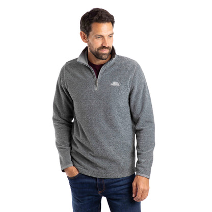 Frost Grey - Side - Weird Fish Mens Errill Textured Eco Friendly Quarter Zip Fleece Top