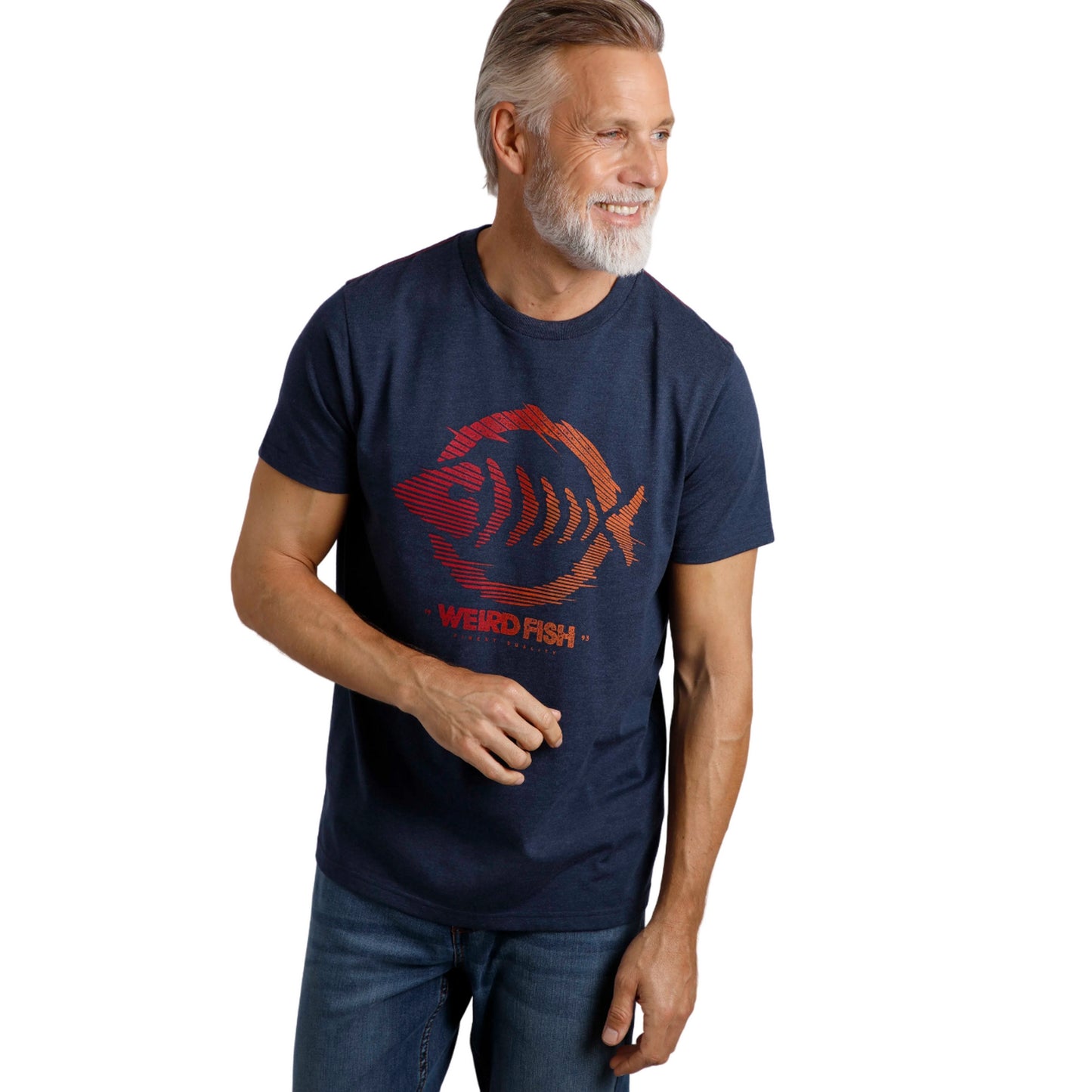 Dark Blue - Side - Weird Fish Mens Velocity Graphic Print Eco Friendly T-Shirt