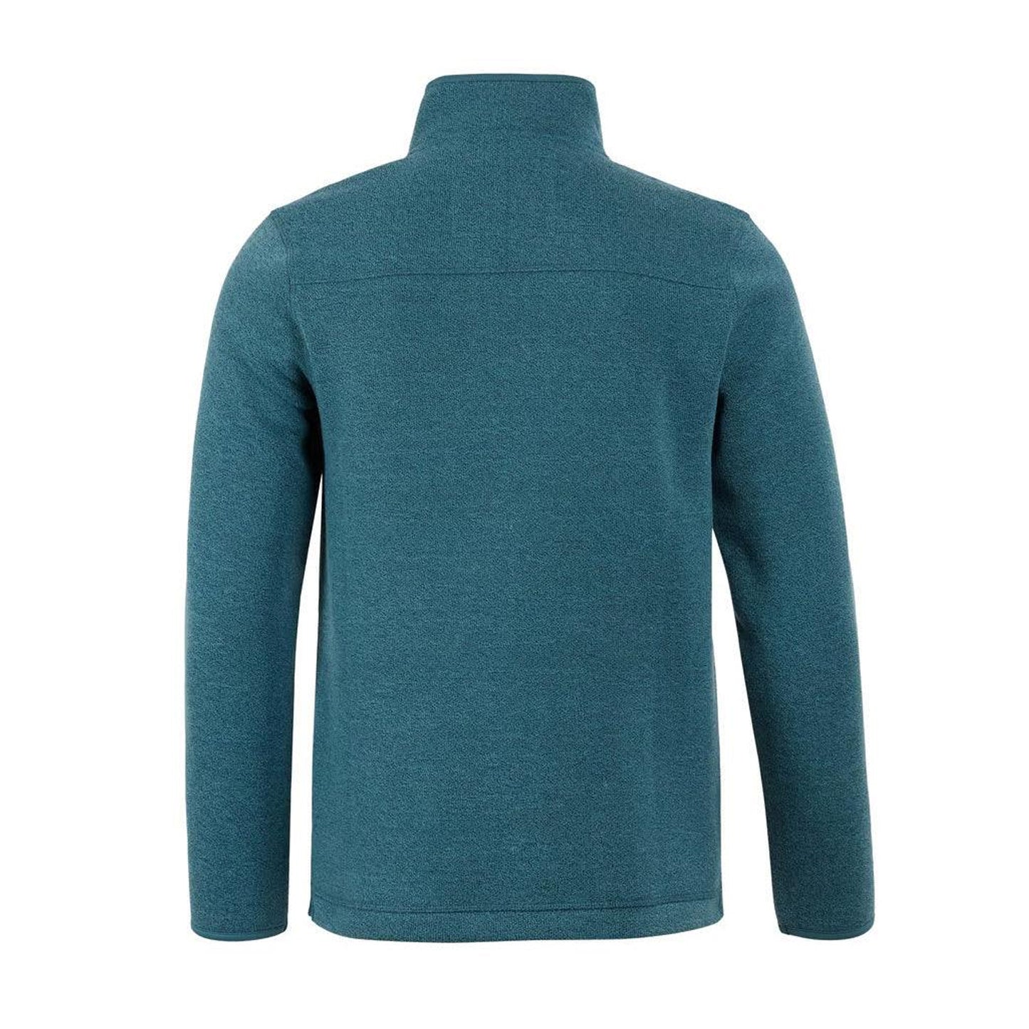 Deep Teal - Back - Weird Fish Mens Stowe Knitted Recycled Quarter Zip Fleece Top