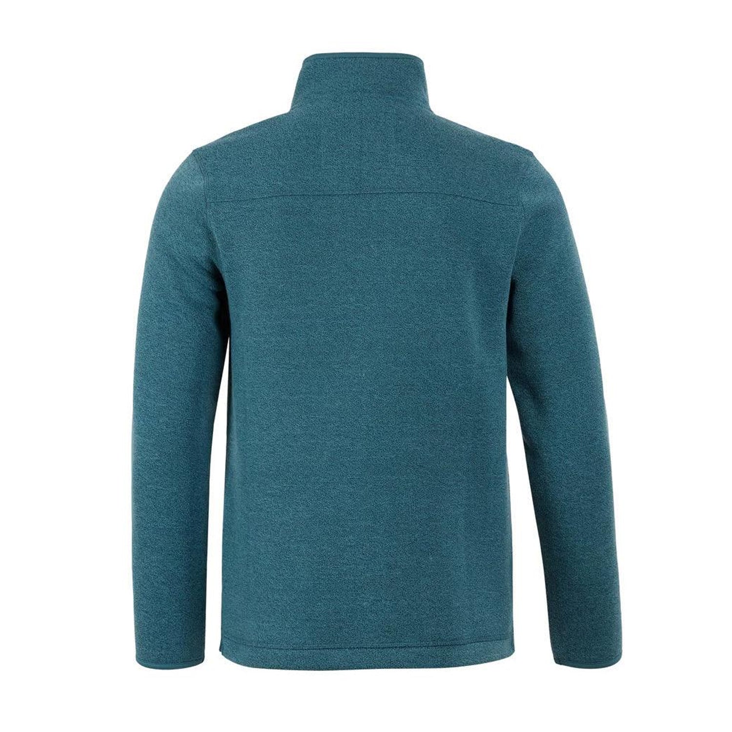 Deep Teal - Back - Weird Fish Mens Stowe Knitted Recycled Quarter Zip Fleece Top