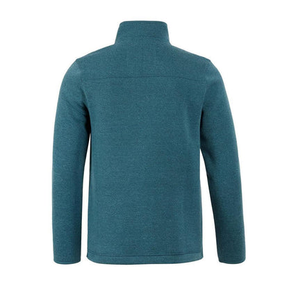 Deep Teal - Back - Weird Fish Mens Stowe Knitted Recycled Quarter Zip Fleece Top