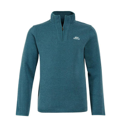 Deep Teal - Front - Weird Fish Mens Stowe Knitted Recycled Quarter Zip Fleece Top