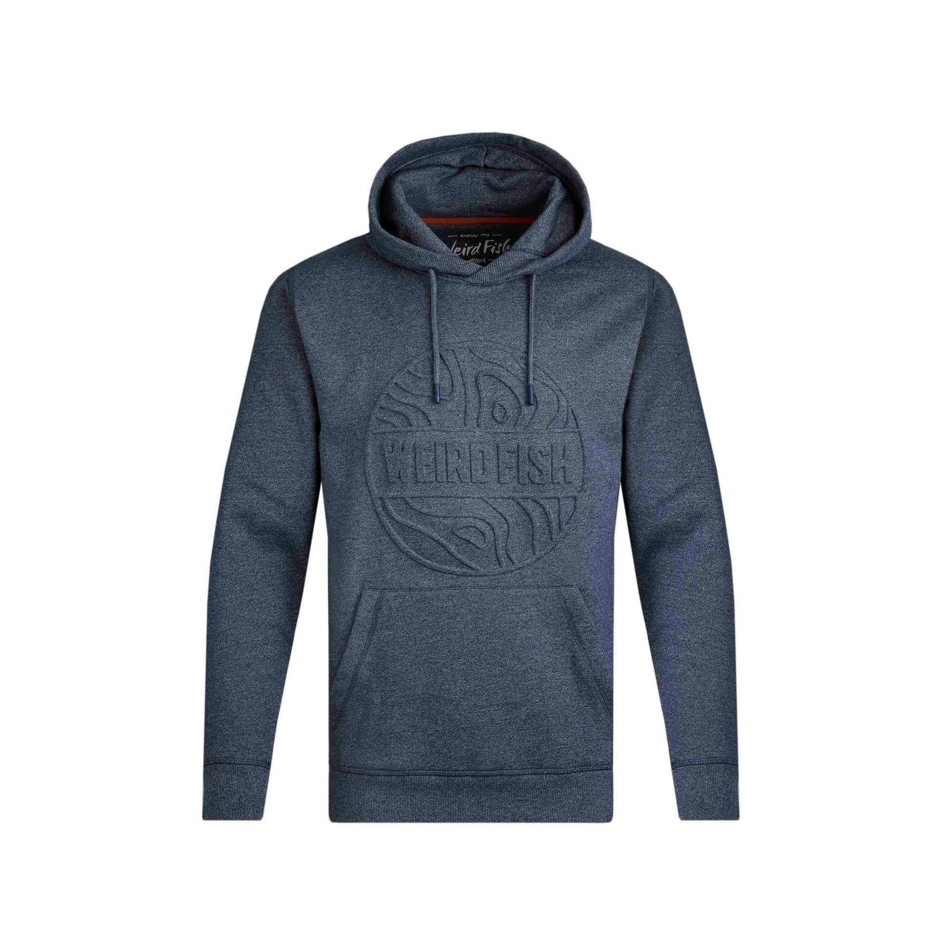 Navy - Front - Weird Fish Mens Perranporth Grindle Embossed Hoodie