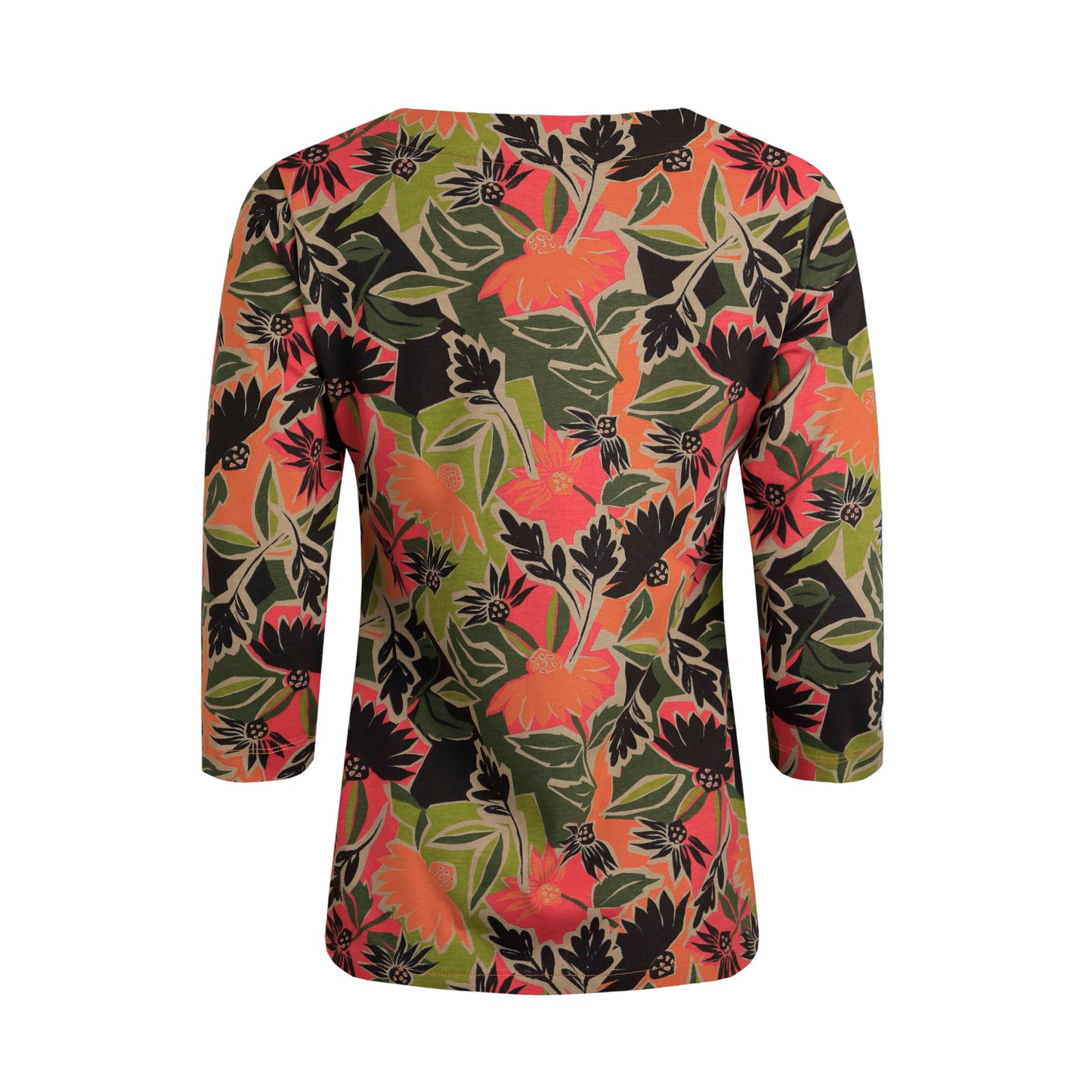 Brick Orange - Back - Weird Fish Womens-Ladies Pinto Abstract Floral Jersey Organic T-Shirt