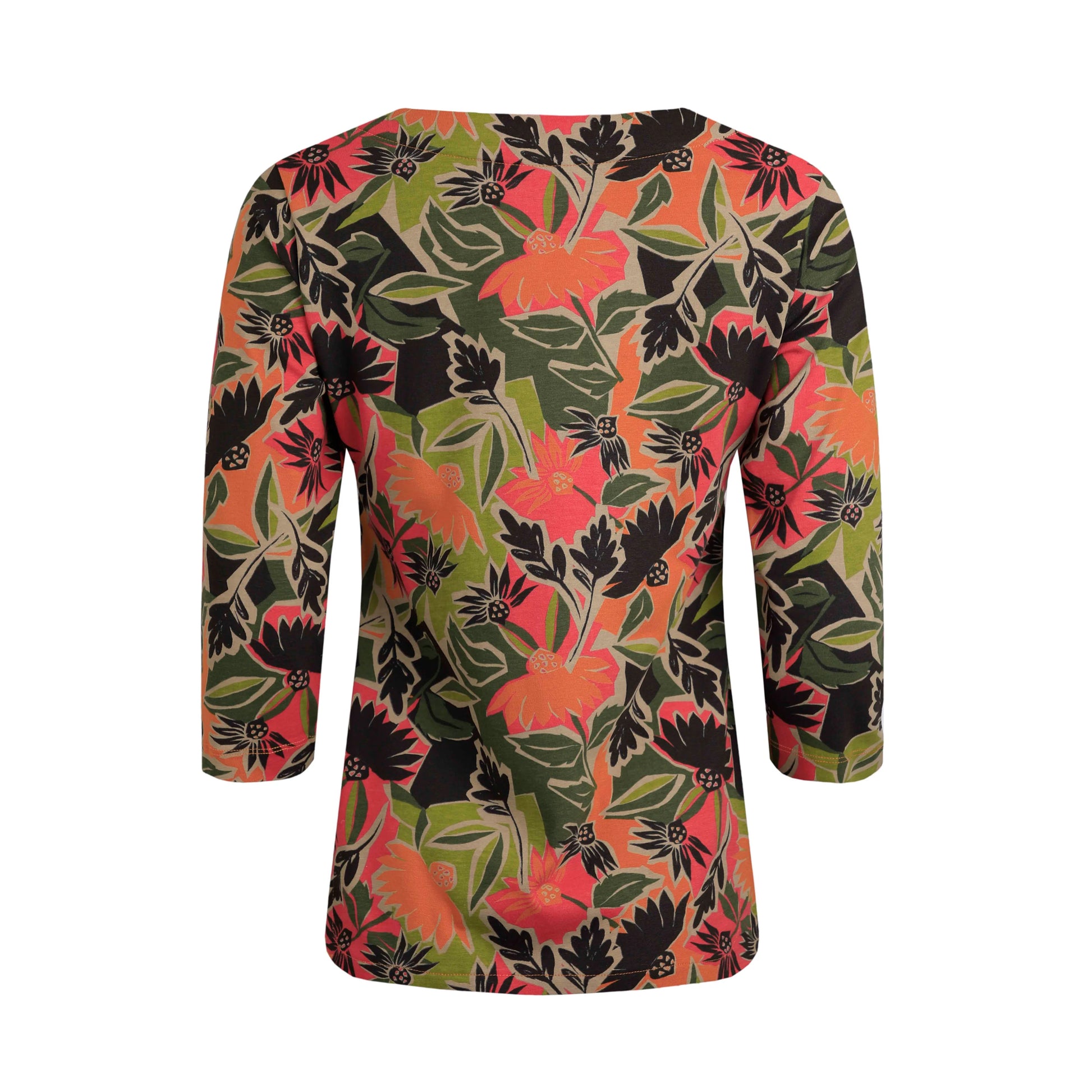 Brick Orange - Back - Weird Fish Womens-Ladies Pinto Abstract Floral Jersey Organic T-Shirt