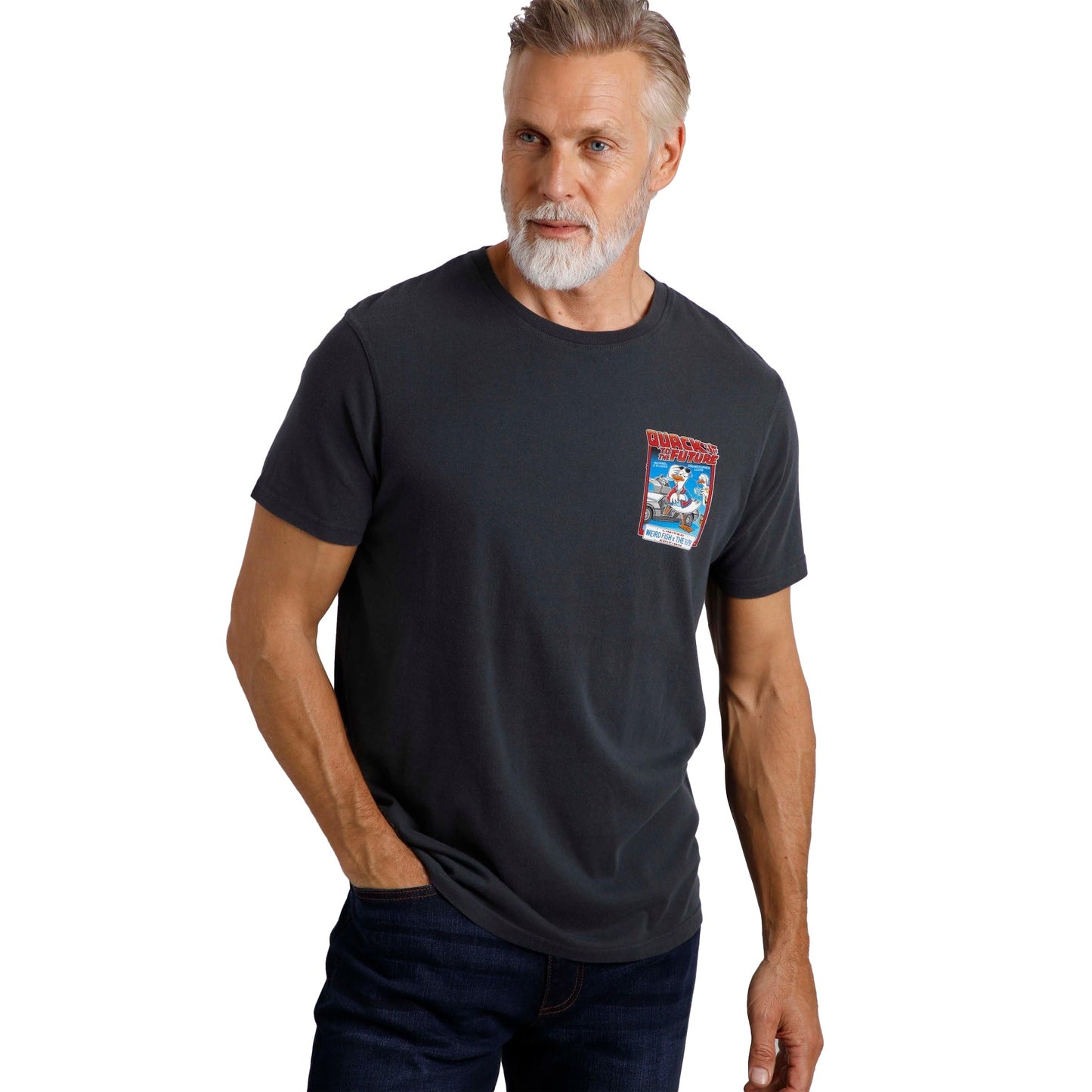 Navy - Side - Weird Fish Mens Fleetwood Quack Marble Wash T-Shirt