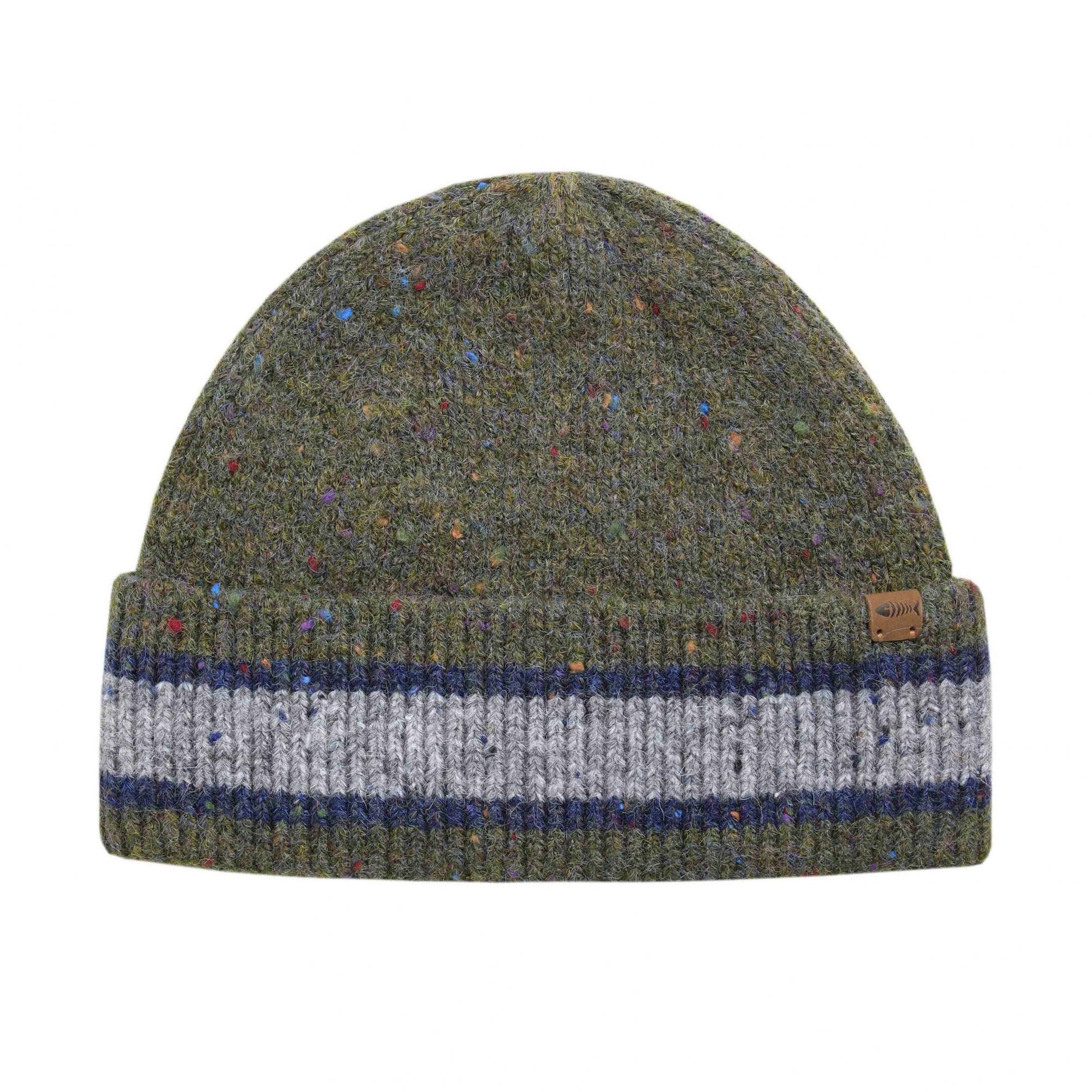 Olive Green - Front - Weird Fish Fleck Striped Beanie