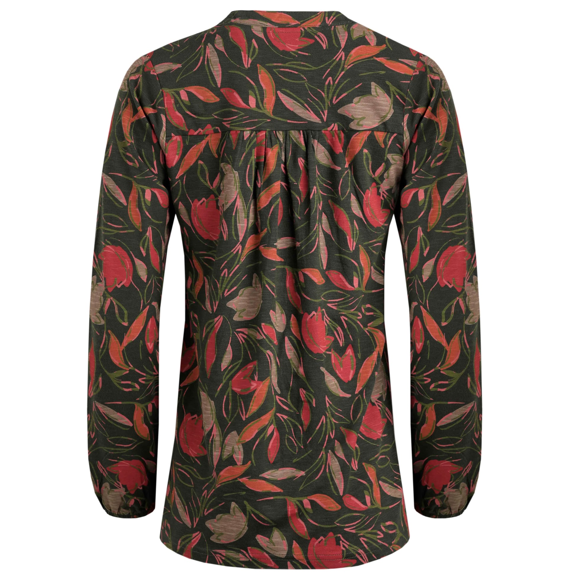 Dark Olive - Back - Weird Fish Womens-Ladies Brooke Leaves Jersey Organic Top