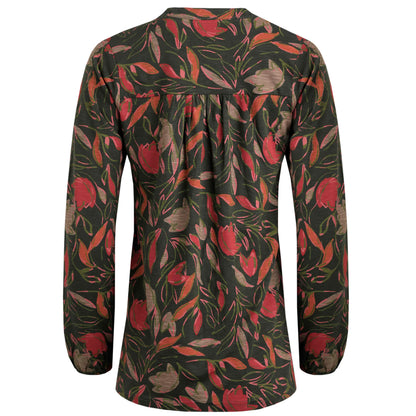Dark Olive - Back - Weird Fish Womens-Ladies Brooke Leaves Jersey Organic Top
