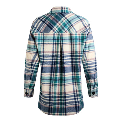 Dark Jade - Back - Weird Fish Womens-Ladies Autumn Checked Fleece Oversized Overshirt