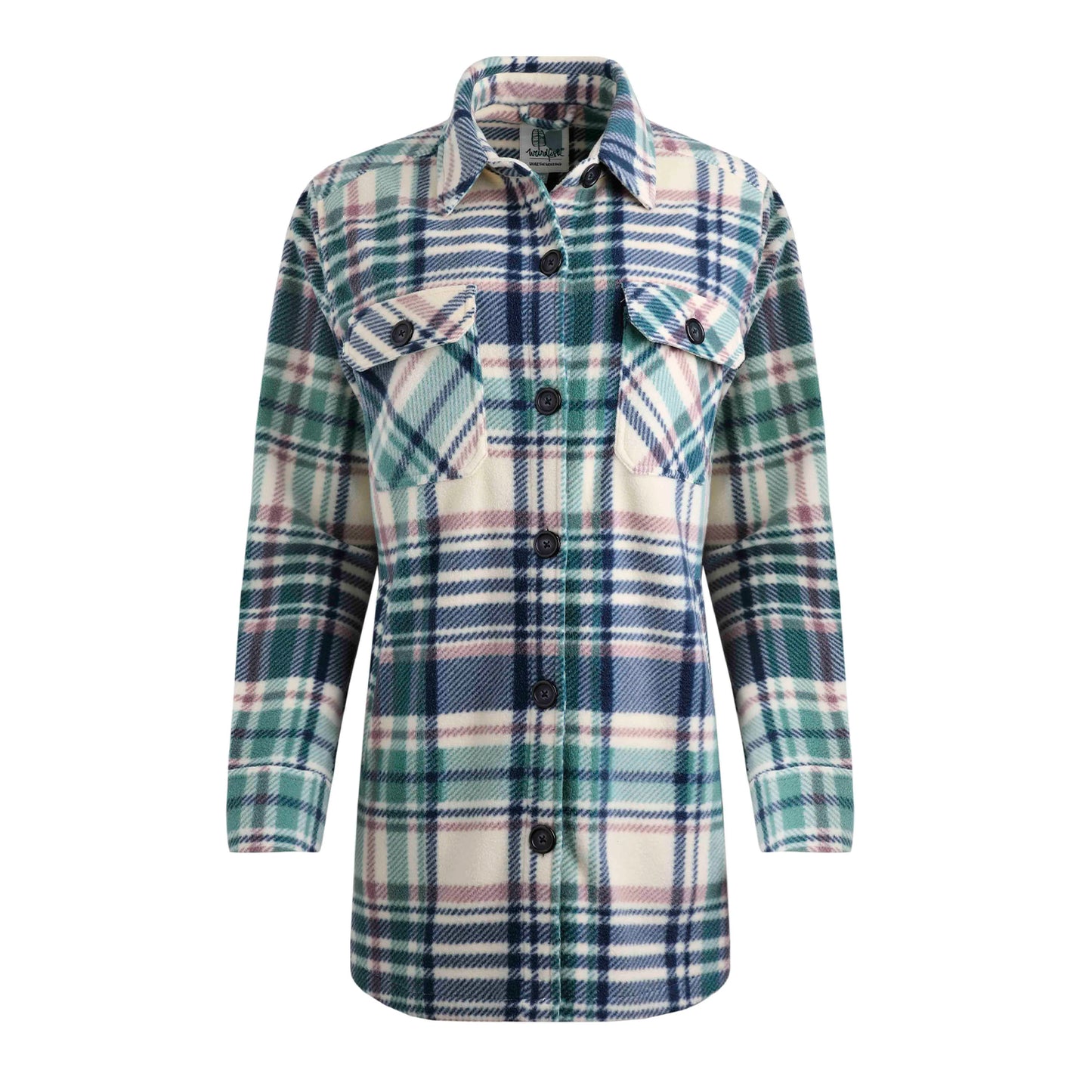 Dark Jade - Front - Weird Fish Womens-Ladies Autumn Checked Fleece Oversized Overshirt