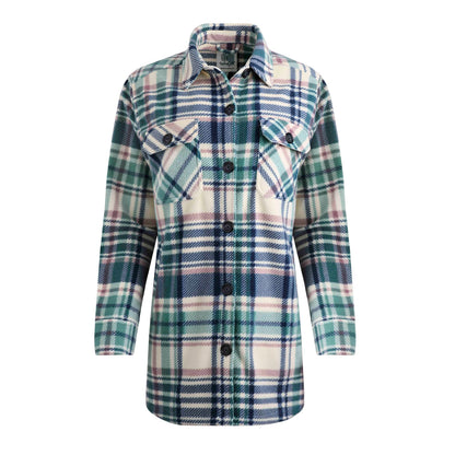 Dark Jade - Front - Weird Fish Womens-Ladies Autumn Checked Fleece Oversized Overshirt