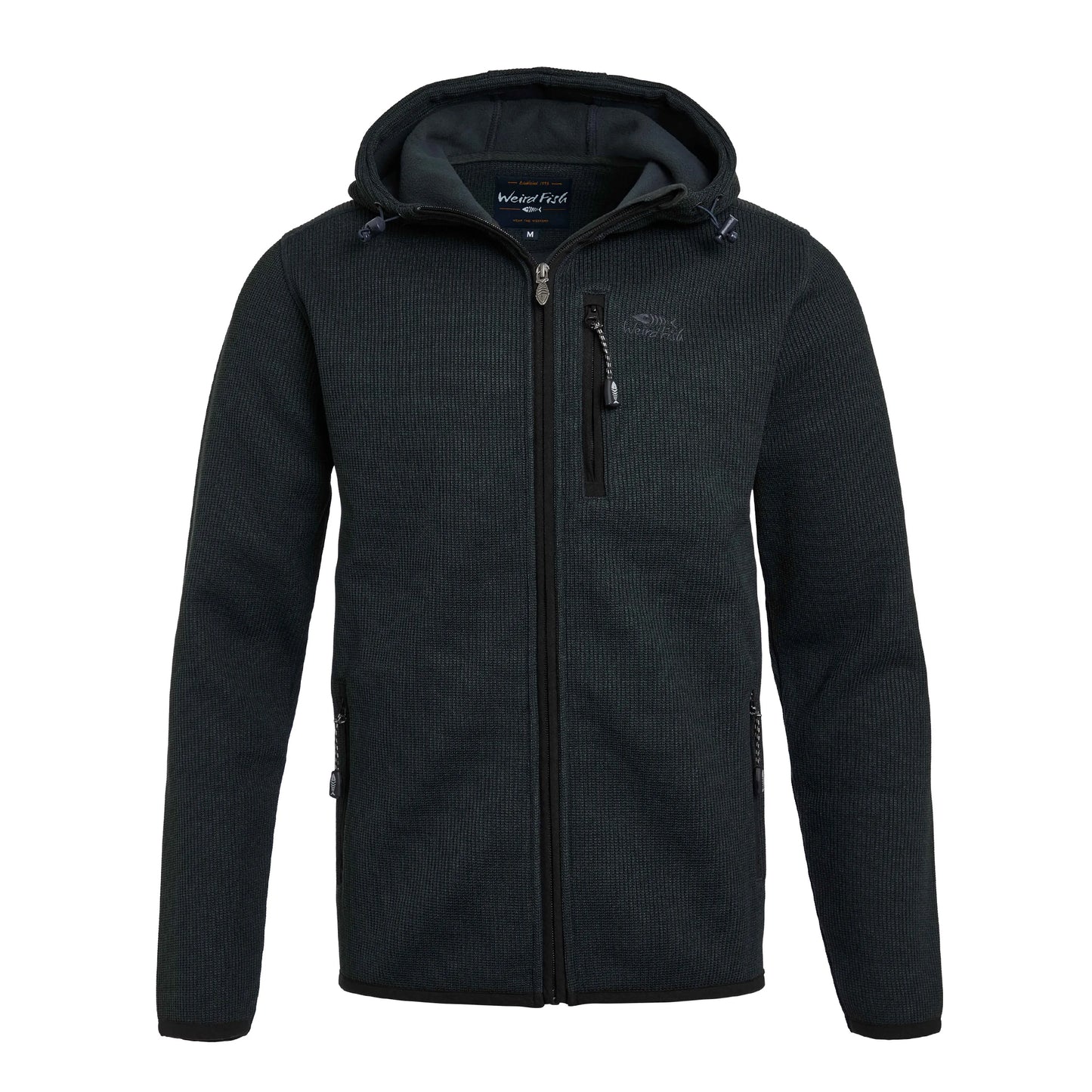 Washed Black - Front - Weird Fish Mens Lockie Bonded Full Zip Hoodie