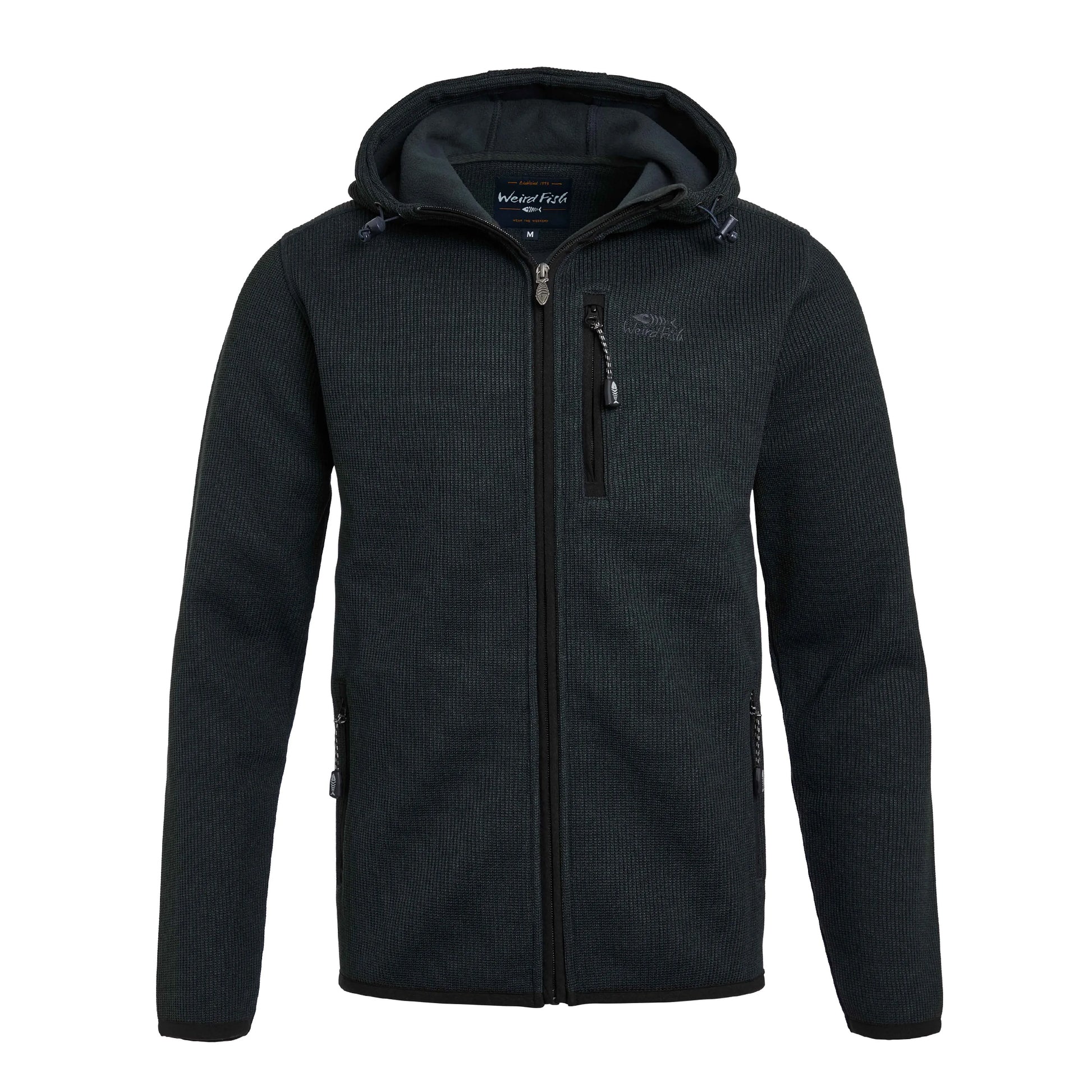 Washed Black - Front - Weird Fish Mens Lockie Bonded Full Zip Hoodie