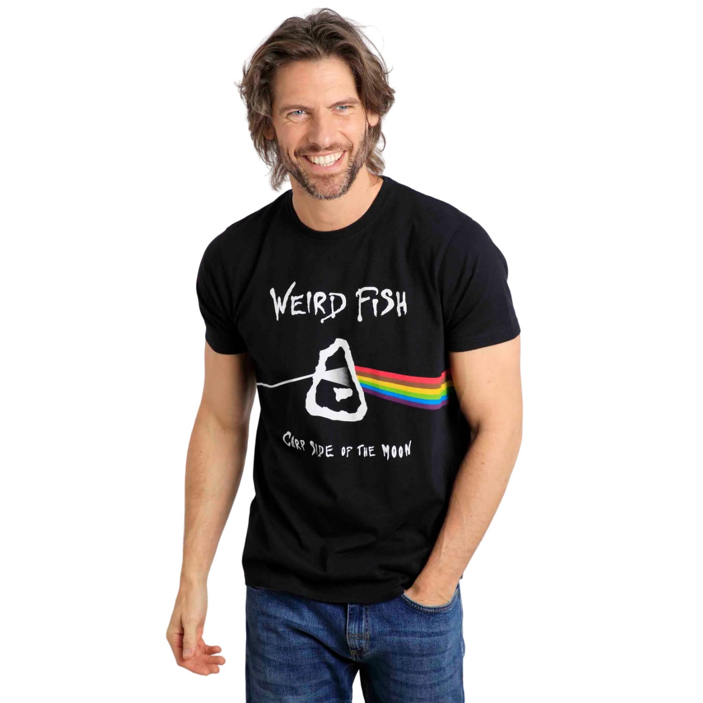 Black - Side - Weird Fish Mens Carp Side Of The Moon Pink Floyd T-Shirt
