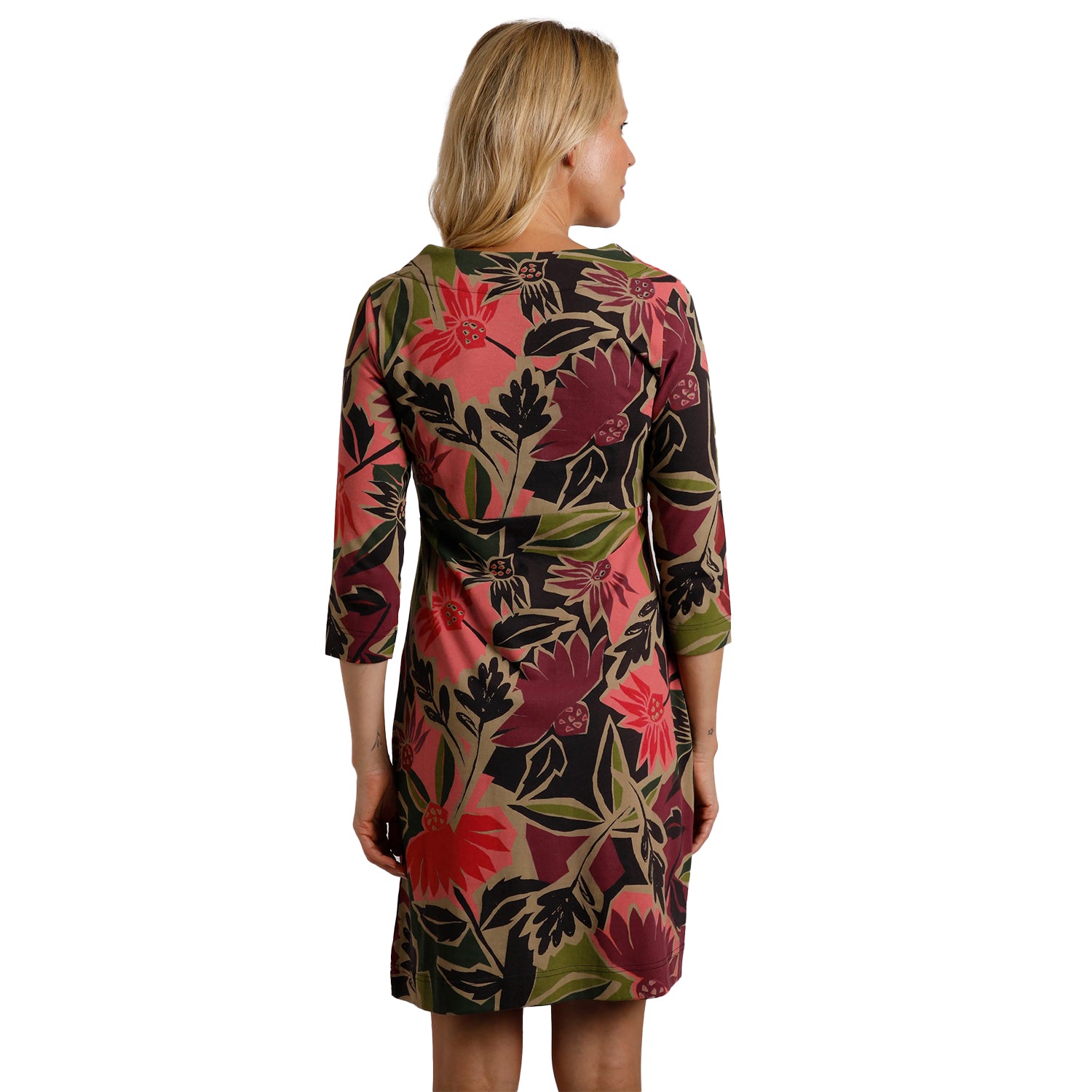 Pink - Lifestyle - Weird Fish Womens-Ladies Starshine Abstract Floral Jersey Organic Dress