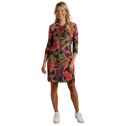 Pink - Pack Shot - Weird Fish Womens-Ladies Starshine Abstract Floral Jersey Organic Dress