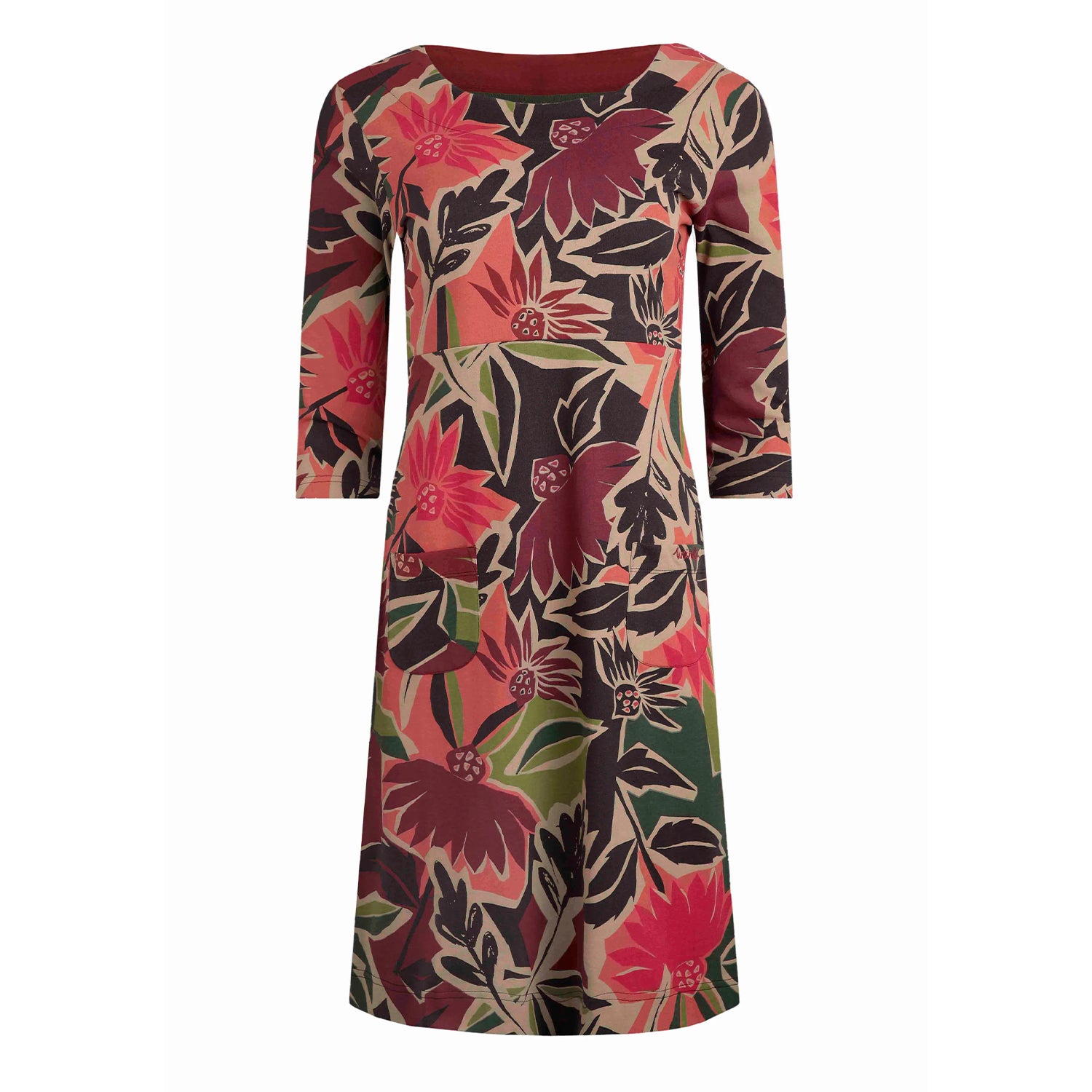 Pink - Front - Weird Fish Womens-Ladies Starshine Abstract Floral Jersey Organic Dress