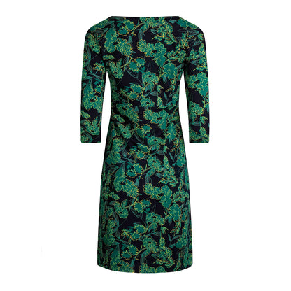 Night Blue - Back - Weird Fish Womens-Ladies Starshine Leaf Print Jersey Organic Dress