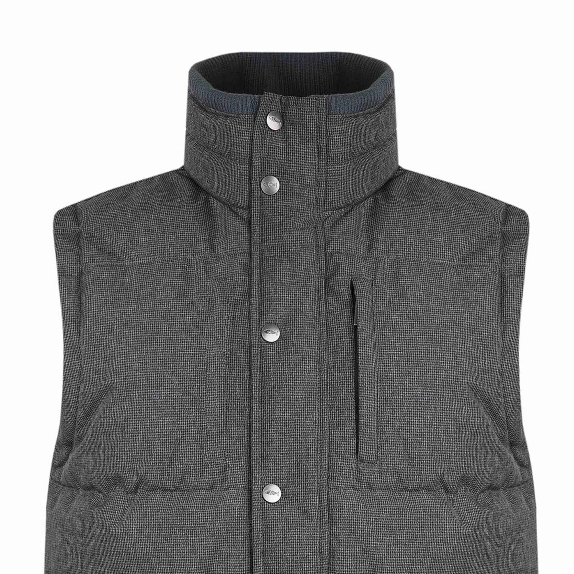 Anthracite - Back - Weird Fish Mens Houndstooth Padded Gilet
